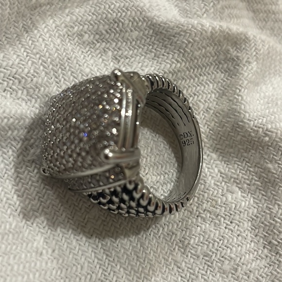 David Yurman Silver Wheaton 20x16 Pave Diamond Ring - Picture 4 of 5